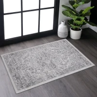 Naar 2x3 Stain-Resistant Area Rug with Non-Shedding Design and Cotton Backing, Kid and Pet-Friendly Carpet, 36" L x 24" W x 0.35" H, Silver(m-1)