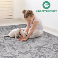 Naar 5x7 Stain-Resistant Area Rug with Cotton Backing, Non-Shedding Design, Kid and Pet-Friendly Carpet, 90" L x 63" W x 0.35" H, Gray(m-3)