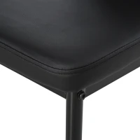 HOMCOM 5-Piece Rectangular Glass Kitchen Table and Chairs with Metal Frame and Faux Leather Upholstery for Dining Room, Black(m-12)