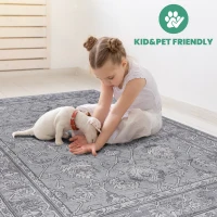Naar 5x7 Stain-Resistant Area Rug with Non-Shedding Design and Cotton Backing, Kid and Pet-Friendly Carpet, 90" L x 63" W x 0.35" H, Gray(m-3)