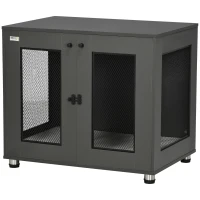 PawHut Dog Crate Indoor Dog Kennel for Small Medium Dogs with Double Doors, 31.5" x 21.75" x 27.5", Grey(m-11)
