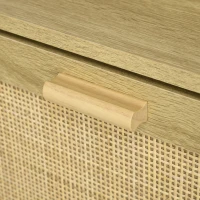 HOMCOM Slim Shoe Storage with 2 Flip Drawers and Adjustable Shelves, Rattan Shoe Cabinet Organizer for 12 Pair, Oak(m-9)