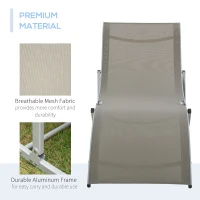Outsunny Pool Chaise Lounge Chairs Set of 2, S-shaped Foldable Outdoor Chaise Lounge Chair Reclining for Patio Beach Garden With 264lbs Weight Capacity, Light Grey(m-6)