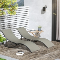 Outsunny Pool Chaise Lounge Chairs Set of 2, S-shaped Foldable Outdoor Chaise Lounge Chair Reclining for Patio Beach Garden With 264lbs Weight Capacity, Light Grey