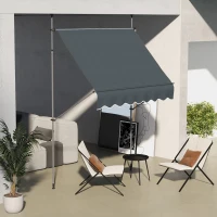 Outsunny 6.5' x 4' Manual Retractable Awning, Non-Screw Freestanding Patio Awning, UV Resistant, for Window or Door, Dark Grey(m-8)