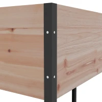 Outsunny Wooden Elevated Planter Box, Raised Garden Bed with Wheels, Metal Legs, Drainage Holes and Bed Liner(m-9)