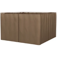 Outsunny 10' x 10' Universal Gazebo Sidewall Set with 4 Panels, Hooks/C-Rings Included for Pergolas & Cabanas, Brown(m-2)