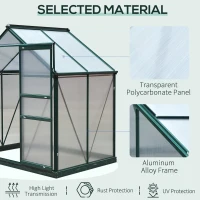 Outsunny 6.2' x 4.3' x 6.6' Clear Polycarbonate Greenhouse Large Walk-In Green House Garden Plants Grow Galvanized Base Aluminium Frame w/ Slide Door(m-6)