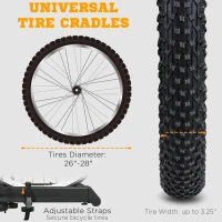 HOMCOM Heavy-Duty Folding Car Bike Rack for 2 Bikes, Bicycle Storage, Road, Fat Tire, & Mountain Rear Bike Accessories for SUV, Sedan, Hatchback, Minivan, Truck, Metal, 175 lb. Weight Capacity(m-4)