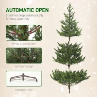 HOMCOM 6.5ft Artificial Prelit Sparse Cedar Christmas Tree with LED Lights and 1933 Tips, Steel Base for Home Office Holiday(m-7)