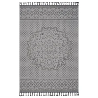 6x9 Stain Resistant Medallion Area Rug with Medium Pile, Easy Maintenance, Kid and Pet-Friendly Carpet, 93" L x 79" W x 0.3" H, Gray+White(m-2)