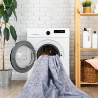 2x3 Kid and Pet Friendly Machine Washable Area Rug, Low-Pile, Non-Slip, Non-Shedding, Foldable Bath Mats for Bathroom, Blue+Cream(m-7)