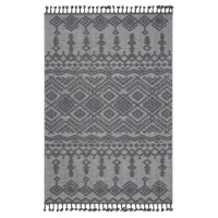 6x9 Traditional Indoor Outdoor Stain Resistant Area Rug with Easy Maintenance, Kid and Pet-Friendly Carpet, 93" L x 79" W x 0.3" H, White+Gray(m-2)