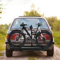 HOMCOM Heavy-Duty Folding Car Bike Rack for 2 Bikes, Bicycle Storage, Road, Fat Tire, & Mountain Rear Bike Accessories for SUV, Sedan, Hatchback, Minivan, Truck, Metal, 175 lb. Weight Capacity(m-10)