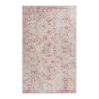 4x6 Non-Slip Machine Washable Area Rug with Low-Pile, Non-Shedding Kid and Pet Friendly Carpet, 48" L x 72" W x 0.15" H, Beige(m-2)