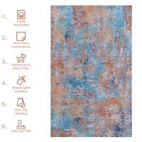 4x6 Machine Washable Non-Shedding Area Rug with Low-Pile, Carpet for Living Room, Dining Room, 48" L x 72" W x 0.15" H, Multicolor(m-3)