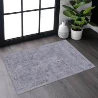 2x3 Kid and Pet Friendly Machine Washable Area Rug, Low-Pile, Non-Slip, Non-Shedding, Foldable Bath Mats for Bathroom, Blue+Cream(m-1)