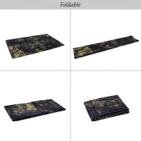 2x3 Non-Slip Machine Washable Doormat with Low-Pile, Non-Shedding Kid and Pet Friendly Carpet, 24" L x 36" W x 0.15" H, Black+Gold(m-5)