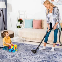 2x10 Low-Pile Non-Slip Non-Shedding Washable Area Rug, Kid and Pet Friendly, Foldable Carpet for Bedroom, Kitchen, Dining Room, Blue(m-7)