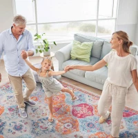 9x12 Washable Kid and Pet Friendly Area Rug, Low-Pile Non-Slip Non-Shedding Rug Blanket, for Living Room, Bedroom, Dining Room, Red(m-1)