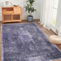 9x12 Washable Low-Pile Non-Slip Non-Shedding Area Rug, Kid and Pet Friendly, Foldable Carpet for Living Room, Bedroom, Anthracite(m-1)