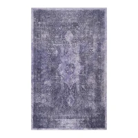 9x12 Washable Low-Pile Non-Slip Non-Shedding Area Rug, Kid and Pet Friendly, Foldable Carpet for Living Room, Bedroom, Anthracite(m-2)