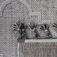 2x8 Stain Resistant Geometric Indoor Outdoor Area Rug, Kid and Pet-Friendly Non-Shedding Carpet, 96" L x 26" W x 0.3" H, White+Gray(m-5)