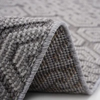 8x10 Stain Resistant Geometric Indoor Outdoor Area Rug, Kid and Pet-Friendly Non-Shedding Carpet, 120" L x 93" W x 0.3" H, Gray+White(m-6)