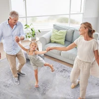 9x12 Non-Slip Machine Washable Area Rug with Low-Pile, Non-Shedding Kid and Pet Friendly Carpet, 108" L x 144" W x 0.15" H, Gray(m-7)