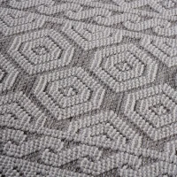 5x7 Stain Resistant Geometric Indoor Outdoor Area Rug, Kid and Pet-Friendly Non-Shedding Carpet, 90" L x 63" W x 0.3" H, Gray+White(m-7)