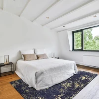 4x6 Non-Slip Machine Washable Area Rug with Low-Pile, Non-Shedding Kid and Pet Friendly Carpet, 48" L x 72" W x 0.15" H, Black+Gold(m-8)