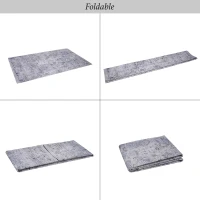8x10 Foldable Low-Pile Non-Slip Non-Shedding Area Rug, Machine Washable, Kid and Pet Friendly, Carpet for Living Room, Kitchen, Blue+Cream(m-6)