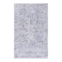 5x8 Washable Low-Pile Non-Slip Non-Shedding Area Rug, Kid and Pet Friendly, Foldable for Living Room, Bedroom, Dining Room, Blue+Cream(m-2)