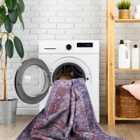 9x12 Washable Kid and Pet Friendly Area Rug, Low-Pile Non-Slip Non-Shedding Rug Blanket, for Living Room, Bedroom, Dining Room, Burgundy(m-7)