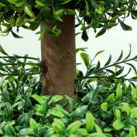 HOMCOM 2 Pack 40" Artificial Trees, Boxwood Topiary Ball Trees with Pot for Indoor, Outdoor, Home Office, Living Room, Green(m-10)