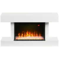HOMCOM 21.5" Electric Fireplace with Mantel, 1500W Wall Mounting and Freestanding Fireplace Heater with Remote Control, Overheat Protection, 12H and Weekly Timer, Eco Mode, White(m-11)