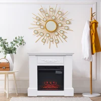 HOMCOM 32" W x 30" H Electric Fireplace Mantel TV Stand, Media Console Center Cabinet with Remote Control, 1400W, White(m-7)