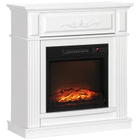 HOMCOM Electric Fireplace TV Stand for TV's up to 40" Flat Screen, Living Room Media Entertainment Console with Storage, White(m-1)