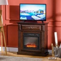 HOMCOM Electric Fireplace TV Stand for TV's up to 40" Flat Screen, Living Room Media Entertainment Console with Storage, Brown(m-10)