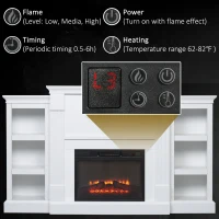 HOMCOM Electric Fireplace Mantel TV Stand for TV's up to 46", Living Room Media Entertainment Console with Adjustable Storage Shelves, White(m-5)