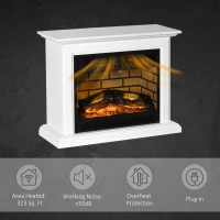 HOMCOM 31" Electric Fireplace with Dimmable Flame Effect and Mantel, Freestanding Heater Corner Firebox with Log Hearth and Remote Control, 1400W, White(m-6)