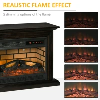 HOMCOM 31" Electric Fireplace with Dimmable Flame Effect and Mantel, Freestanding Space Heater with Log Hearth and Remote Control, 1400W, Brown(m-5)