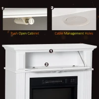 HOMCOM Electric Fireplace TV Stand for TV's up to 40" Flat Screen, Living Room Media Entertainment Console with Storage, White(m-7)