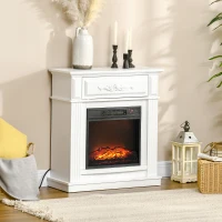 HOMCOM Electric Fireplace TV Stand for TV's up to 40" Flat Screen, Living Room Media Entertainment Console with Storage, White(m-2)