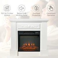 HOMCOM 32" W x 30" H Electric Fireplace Mantel TV Stand, Media Console Center Cabinet with Remote Control, 1400W, White(m-6)