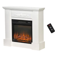 HOMCOM 32" W x 30" H Electric Fireplace Mantel TV Stand, Media Console Center Cabinet with Remote Control, 1400W, White(m-11)