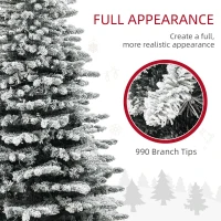 HOMCOM 6.5ft Snow Flocked Artificial Christmas Tree, Pre-Lit Christmas Tree with 400 LED Lights and 990 Branch Tips, Green(m-6)