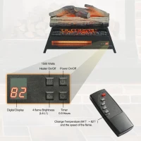 23" Remote Control 3D Electric Fireplace Insert with Infrared Heater, Adjustable Flame Brightness, and Timer Function, Antique Black(m-4)