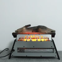 23" Remote Control 3D Electric Fireplace Insert with Infrared Heater, Adjustable Flame Brightness, and Timer Function, Antique Black(m-8)