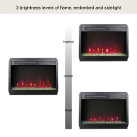23" Remote Control Electric Fireplace Insert with Overheating Protection, Ultra-Thin Heater with Realistic Flame and Sidelight, Antique Black(m-6)